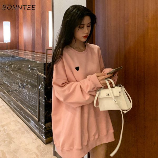 

hoodies women leisure new embroidery printed loose sweet pink o-neck long sleeve womens hoodie female pullover harajuku students, Black