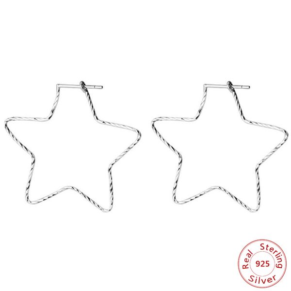 

simple fashion style real 925 sterling silver fashion star circle hoop earrings jewellery women wholesale drop shipping, Golden