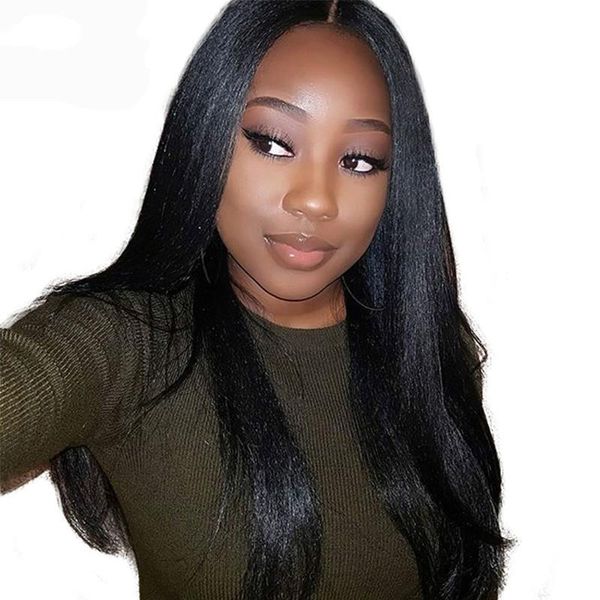 

brazilian straight 13x6 lace front human hair wigs for women 150% density pre plucked deep part wig remy black