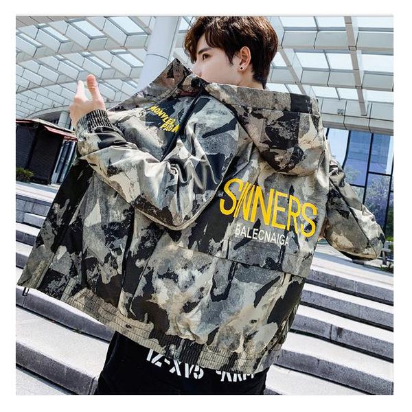 

designer 2019 luxury mens jacket fashion street style brand casual autumn camouflage trench jacket zipper men, Black;brown