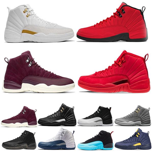

mens basketball shoes gym red michigan 12 12s college navy unc flu game the master black white sports sneaker size 7-13