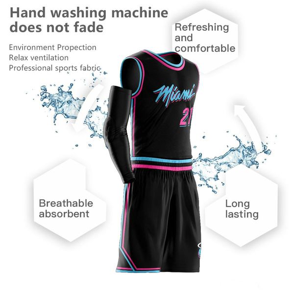 

custom men youth hassan whiteside basketball jerseys uniform sets sports shirts clothing breathable basketball jerseys shorts diy sets, Black