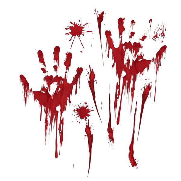 Adesivi murali di Halloween Adesivi di impronte di sangue e impronte digitali di Halloween