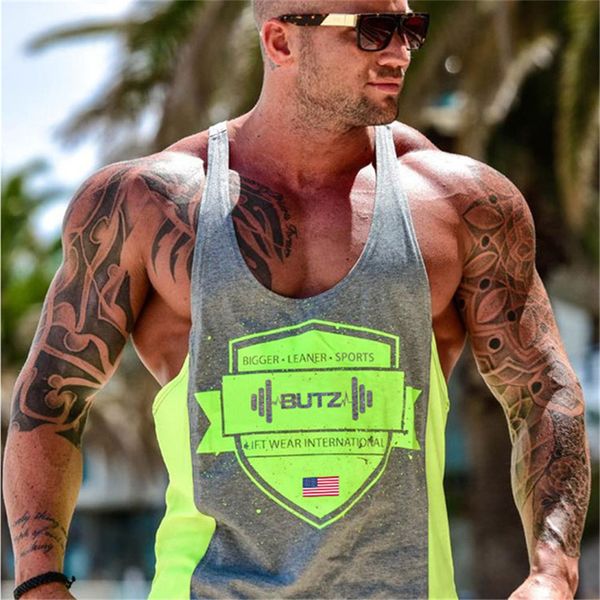

new brand sport running tank men bodybuilding stringer fitness singlets gyms clothing mens sleeveless shirt vest men, Black;blue