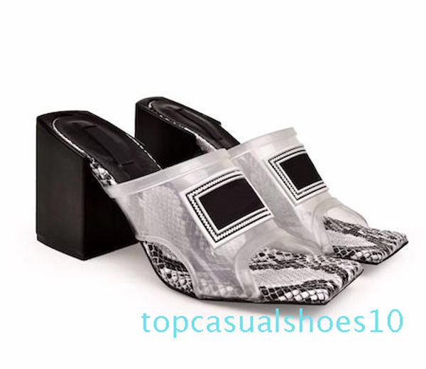 

women transparent pvc heels designer sandals genuine leather fancy shoes high heel mules slides luxury slipper large size 34-42 with box t10, Black