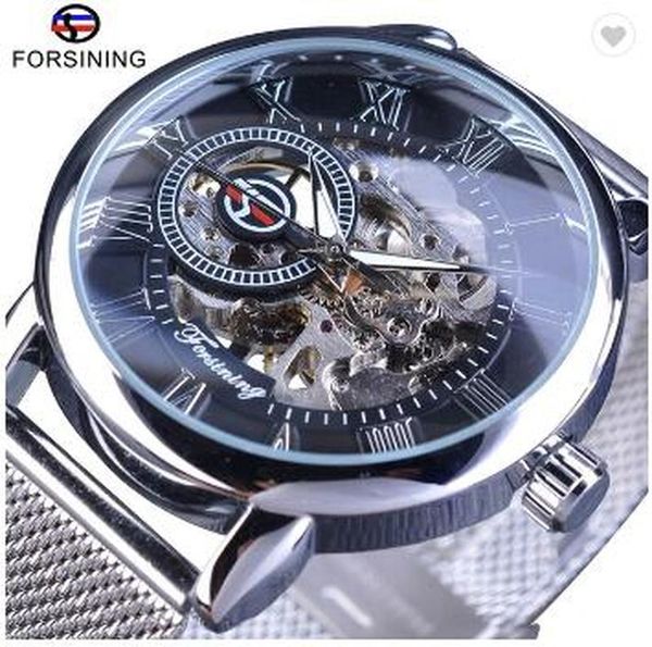 Top Venda Mens de Luxo Relógios Forsining Case Transparente 2020 Moda Homens Relógios Top Marca de Luxo Mecânica Esqueleto Esqueleto Pulso de Pulso Relógio Homens