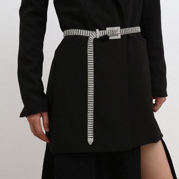 

popular accessories with wild claw chain rhinestone body chain for female personality fashion rhinestone geometric belt, Slivery;golden