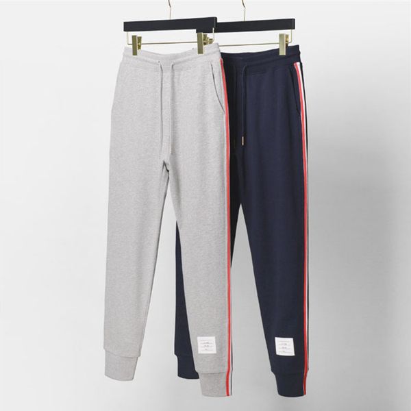 

high-quality cotton loopback jersey left-side vertical rwb stripe sweatpants sports casual men's women's long trousers, Black