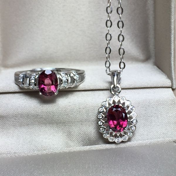 

meibapj fine quality natural red garnet gemstone trendy jewelry set for women real 925 sterling silver charm fine jewelry, Black