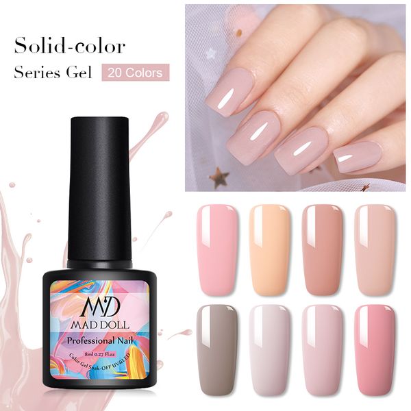 

mad doll 8ml gel nail polish solid-color long lasting soak off uv gel varnish one-snail art beauty design decoration, Red;pink