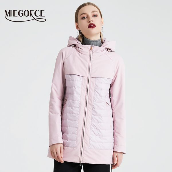 

miegofce 2019 new fashion collection spring autumn women's short jacket with a hood windproof insulated european style coat y190926, Black;white