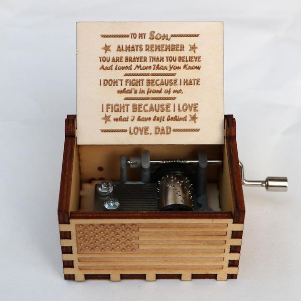 

antique carved wooden hand crank music box army theme music box christmas gift