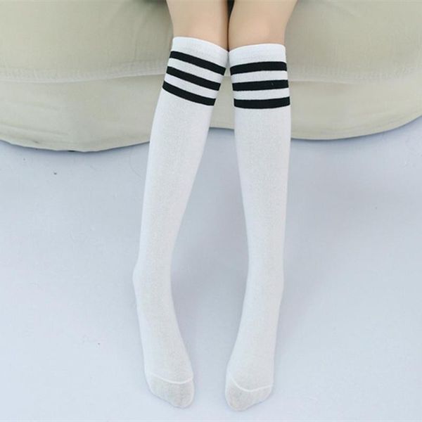

kids knee high socks for girls boys football stripes cotton sports old school white socks skate children baby long tube leg warm, Pink;yellow