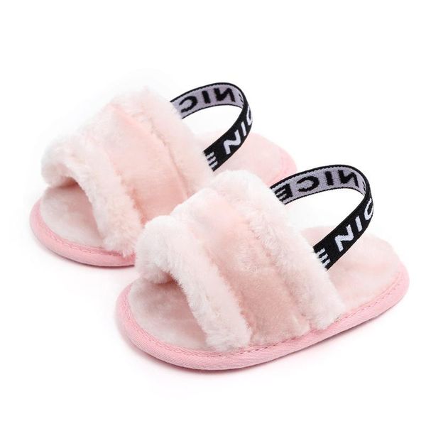 

baby children cute slippers shoes infant girls boys hairy soft sole princess anti-slip shoes elastic slippers #4.16, Black;grey