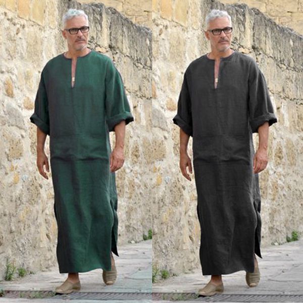 

youyedian 2019 formal men muslim clothing thobe jubba mens robe long sleeve saudi arab thobe kaftan islamic dress vintage#506g30, Red