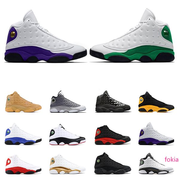 

new arrivel mens basketball shoes 13s lucky green 13 court purple black cat bred sports sneakers trainers athletic size 7-13