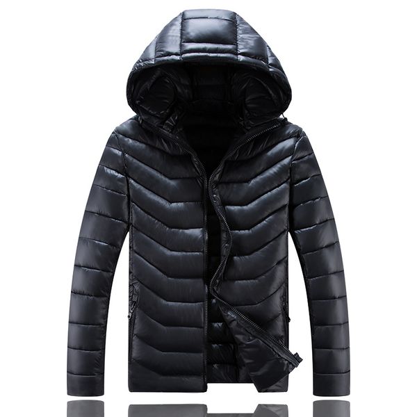 

2019 new medium long hooded men's winter coat thick big size winter jacket men waterproof, Black