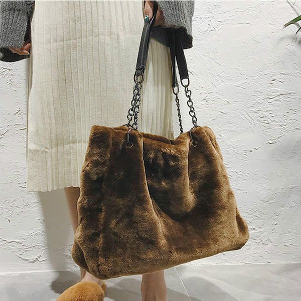 

european style fashion new women's designer handbag 2018 soft plush women big tote bag large handbags shoulder bags