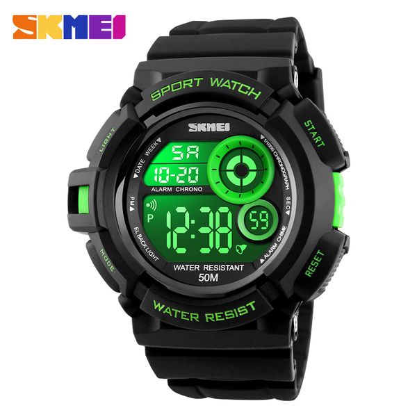 

50m waterproof men sports watches resistant led digital watch men skmei brand student dress wristwatches, Slivery;brown