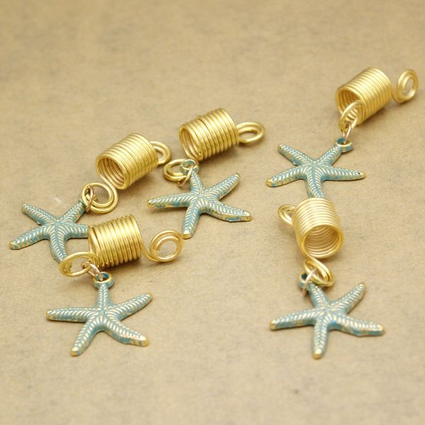 

gold jewelry viking starfish dreadlock rasta beard bead braid hair aceessories cuff dress clip pin headband headdress christmas, Golden;white