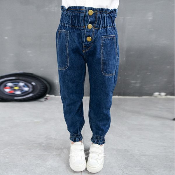 

2017 spring autumn girl fashion jeans pant kids denim trousers, Blue