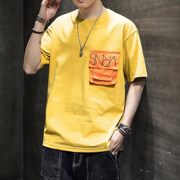 

2020 designer summer men's fashion casual solid color design t-shirt short sleeve foreign trade wholesale, White;black