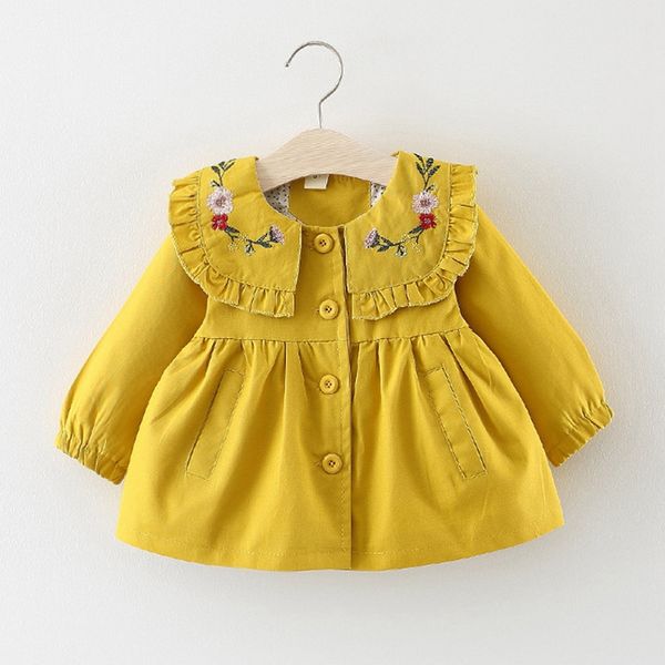 

baby kids girls dust coat jacket solid ruched floral windproof coats outwear casual clothes 2019 autumn winter new windbreaker, Blue;gray