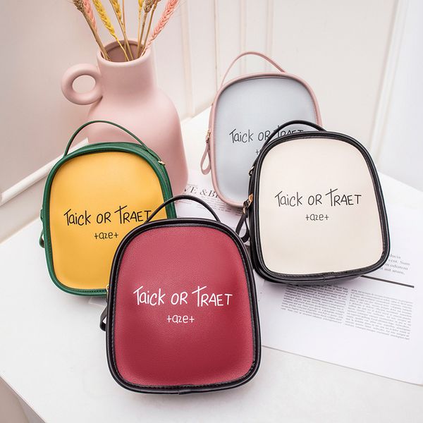 

wholesale small bag korean fashion women bag hit color small backpack handbag shoulder oblique satchel letter shoulder
