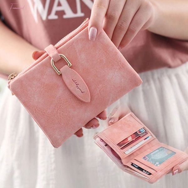 

fashion wallet women short purses vintage leather ladies snap fastener clutch wallet small matte women wallets female purse w272, Red;black