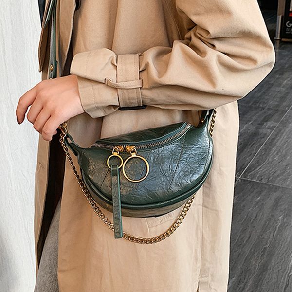 

2019 женщин известный бренд женская цепь сумки талии черный мешок женщины fahsion талии сумка pu кожи плеча crossbody грудь t200113 сумочка