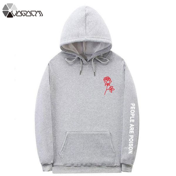 

people are poison autumn winter hoodies fleece embroidery rose women pullover casual plus size sweatshirt buzos mujer con capuc, Black