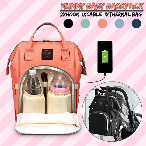 

usb diaper bag baby care backpack for mom mummy maternity wet bag waterproof baby pregnant