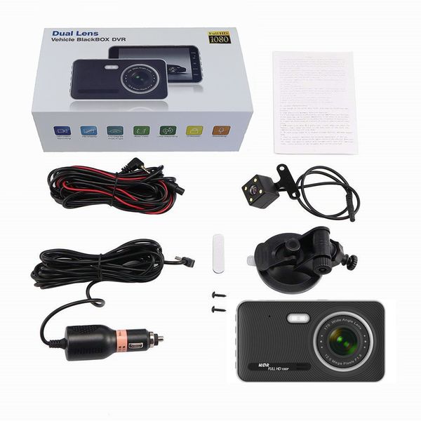 

4 inch ips dual camera full hd 1080p with rearview mirror car driving recorder dvr automatic recorder night version