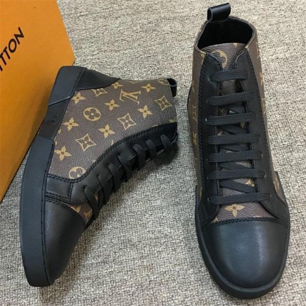 

38-45 match up sneaker boot offshore mens leather high sneakers classic printed designer shoes fashion brand casual flats with b