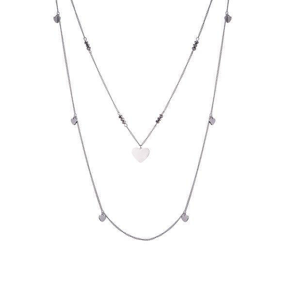 

beautiful stainless steel heart necklace for women accessories trendy charm long female chain 2019 new arrival party jewelry, Silver