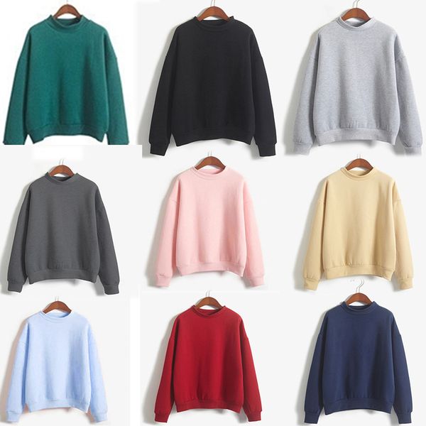 

women casual long sleeve hoodie sweatshirt jumper pullover thick autumn winter, Black