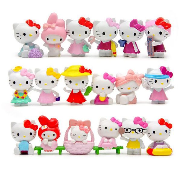 

new arrival 18 type kt cat action figures cute cartoon figures pvc seaside beach toys a set of eighteen pendant