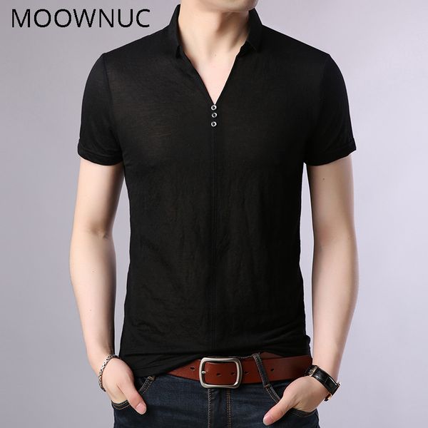 

shirts summer fashion ventilation 2019 solid color casual men mwc new classic style stand collar personal dress moownuc, White;black