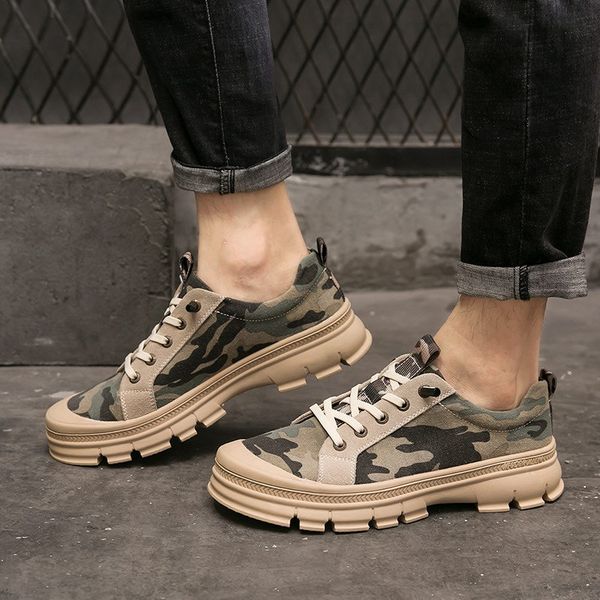 

errfc selling new mens casual shoes designer camouflage canvas shoes for man work safety leisure platform size 38-44, Black