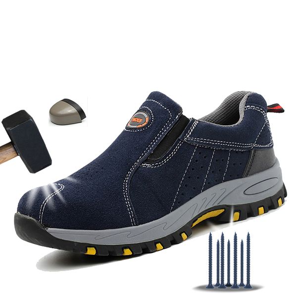 

manlegu men leather boot safety shoes with steel toe cap shoes winter men work shoes boots no slip breathable safety sneakers, Black;brown