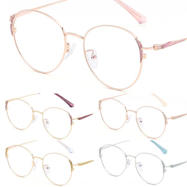

2019 peach-shaped metal frame artistic plain glasses skin hipster glasses frame women, Silver