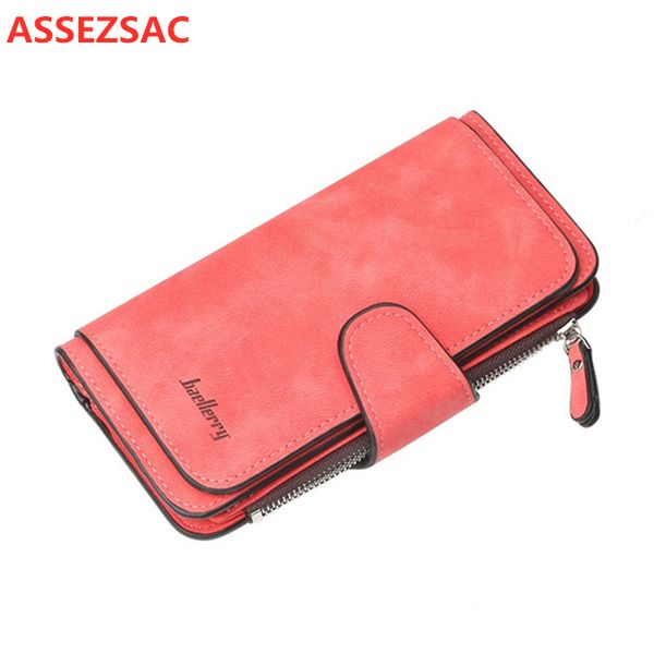 

assez sac women vintage joker wallet long card package female fashion multi-function practical solid color walletcd5031/j, Red;black