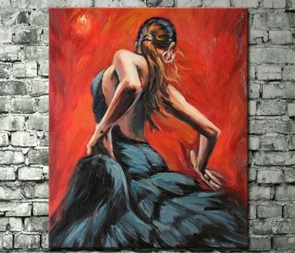 

spanish flamenco dancer handpainted & hd printed art oil painting for home wall decor on canvas multi sizes /frame options p02 200311