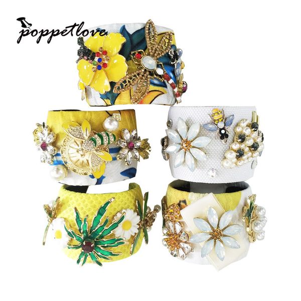 

fashion 5.5cm wide bracelet bangle color design plant opening pearl bracelet for women girl friend gold bracelets, Black