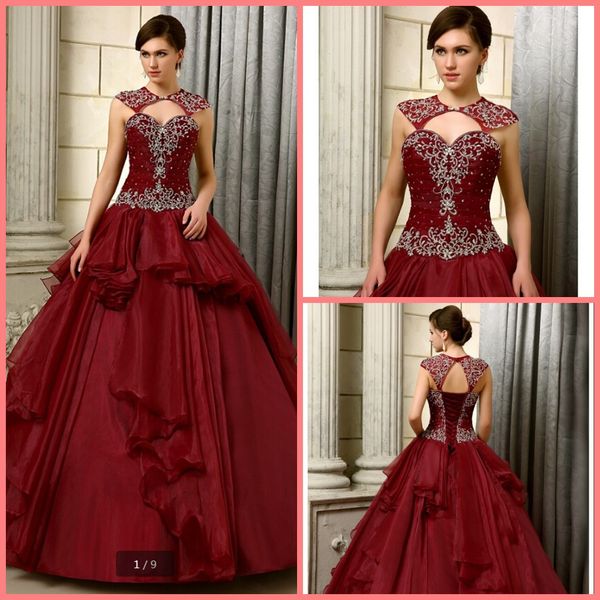 

2020 new arrival burgundy ball gown prom dress embroidery sleeveless beaded open back prom gowns sweet 16 party dresses selling, Black