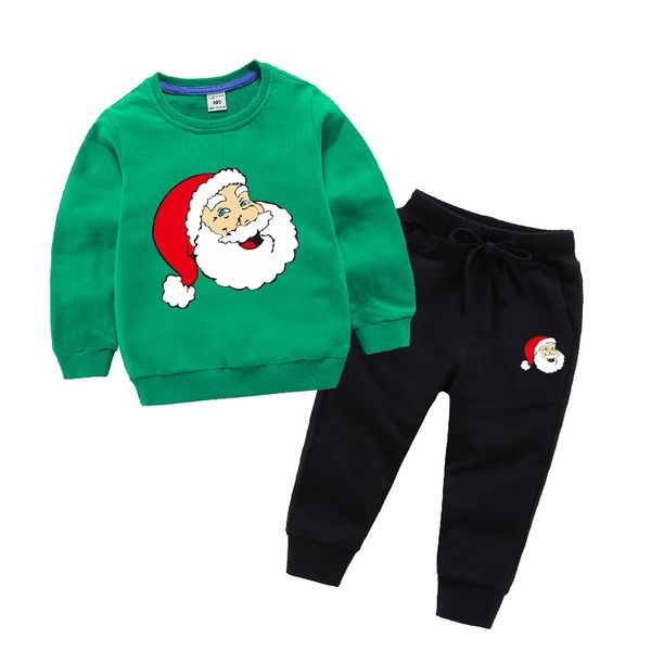 

28colors christmas clothes baby boys girls clothes long sleeve santa claus print sweatshirt +pants trouser costume set, White