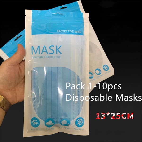 

N95 маски Упаковка Сумки Одноразовые маски Ziplock сумка может упаковать 1-10pcs Пластиковые маски Упаковка Сумки A03