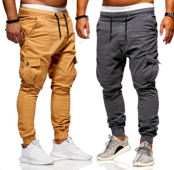 

new men pants hip joggers fashionable overalls trousers casual pockets camouflage mens sweatpants, Black
