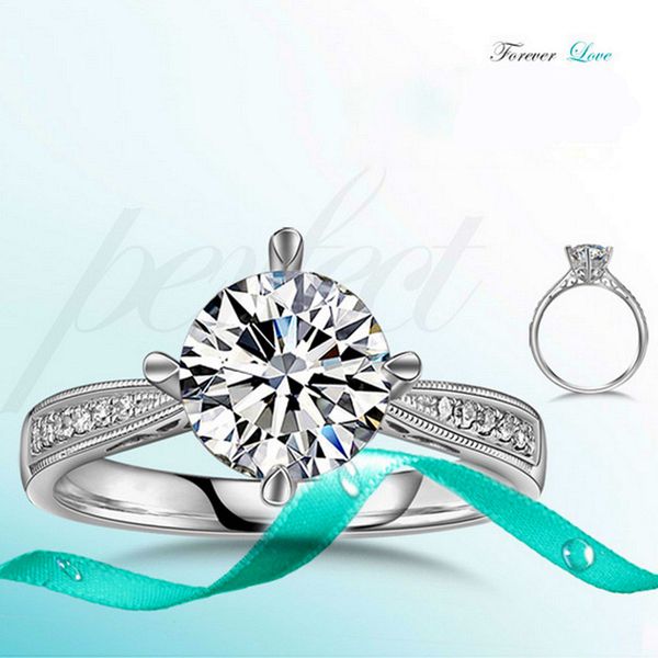 

подлинная высокое качество корона 1 карат моделирование муассанит шесть коготь одно сверло жениться предложить кольцо бесплатная доставка jz, Slivery;golden