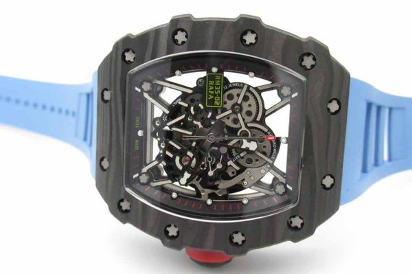 

men's kv factory rm035-02 japanese miyota 8215 movement with skeletonal dial mechanical automatic carbon men's sport blue vented w, Slivery;brown